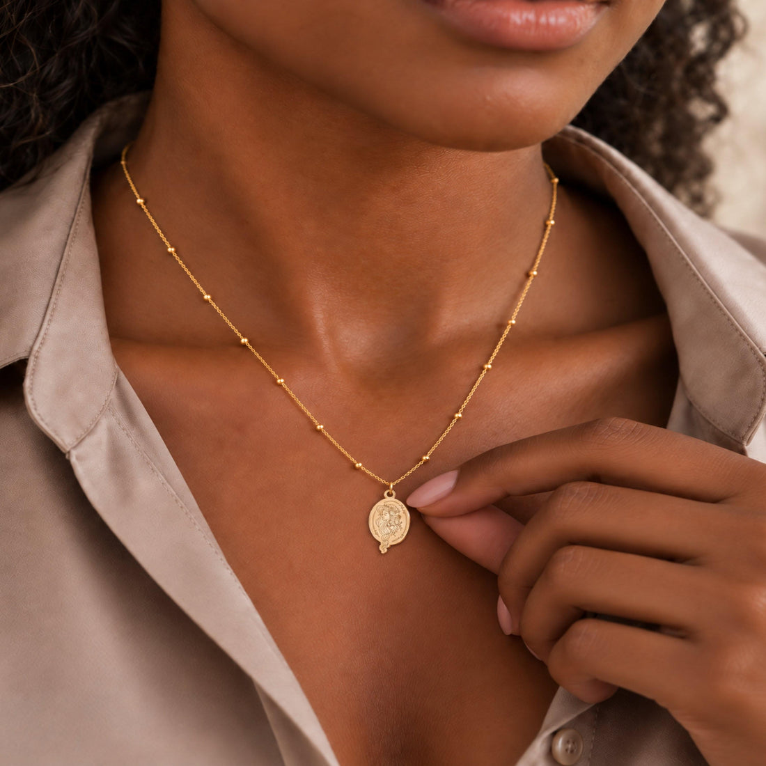 Mermaid Portrait Charm Necklace