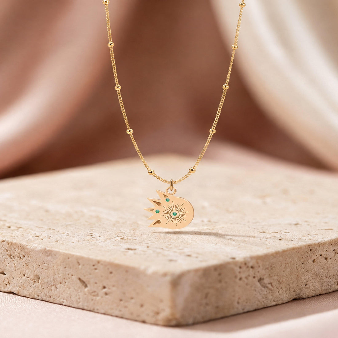 Rising Sun Beady Chain Charm Necklace
