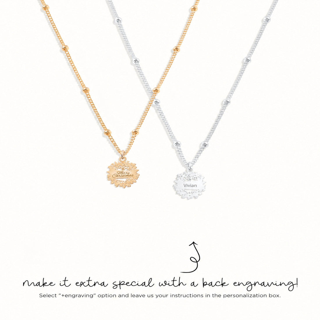 Christmas Snowflake Beady Chain Charm Necklace