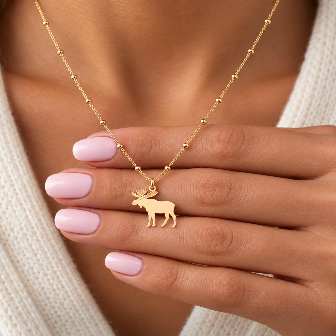 Moose Profile Charm Necklace