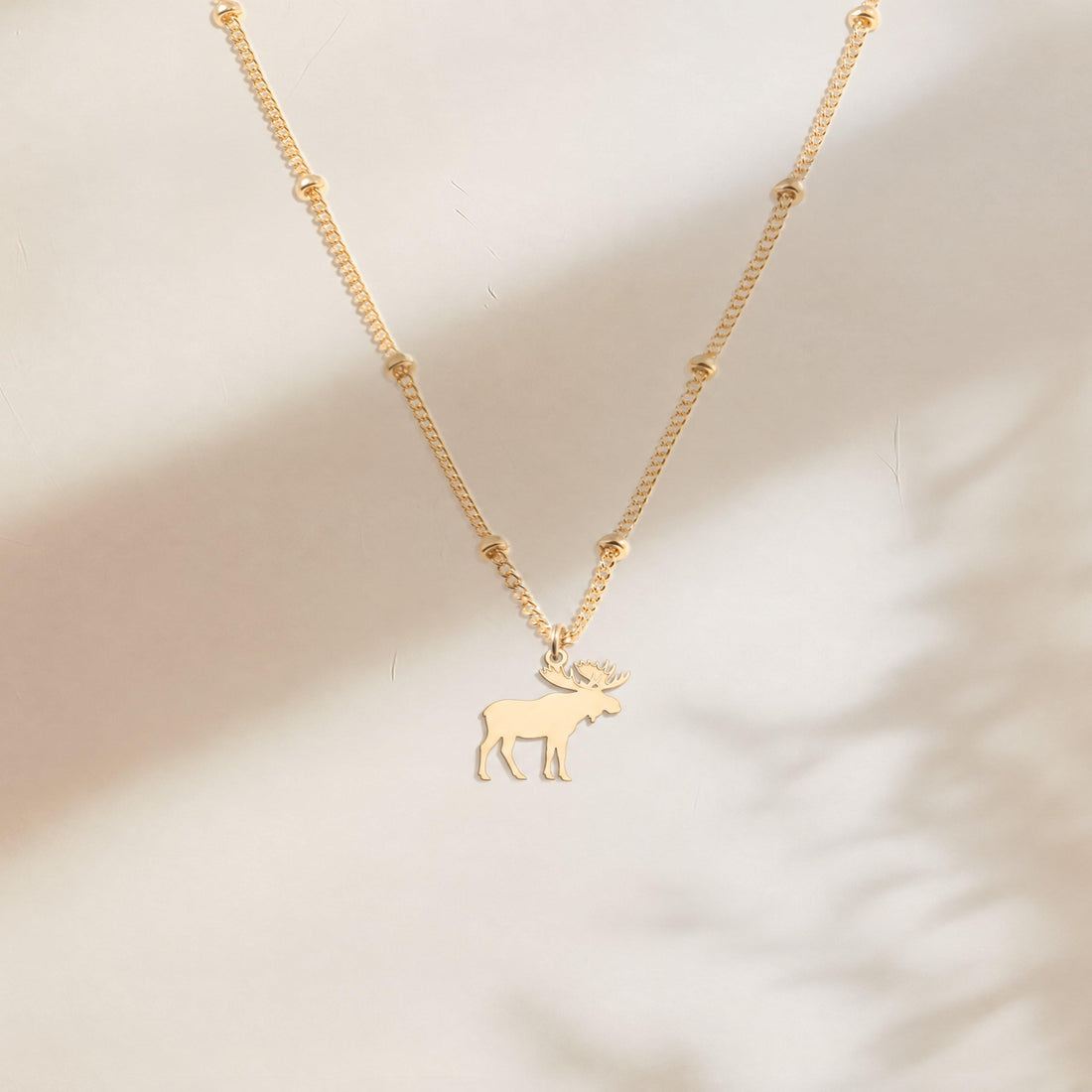 Moose Profile Charm Necklace