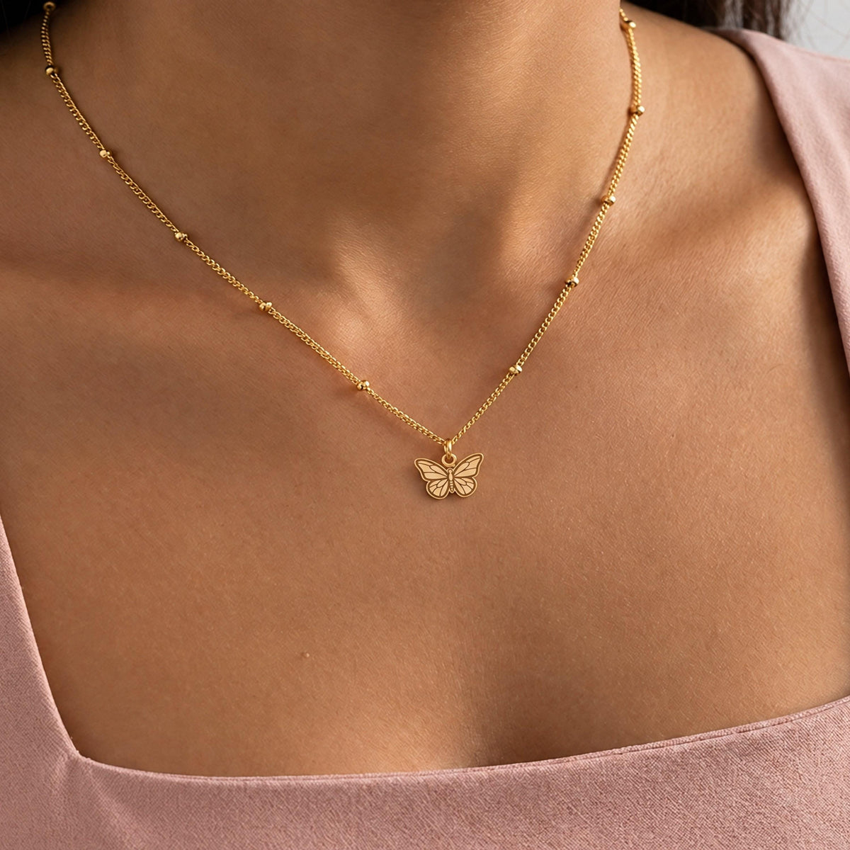 Butterfly Ball Chain Charm Necklace
