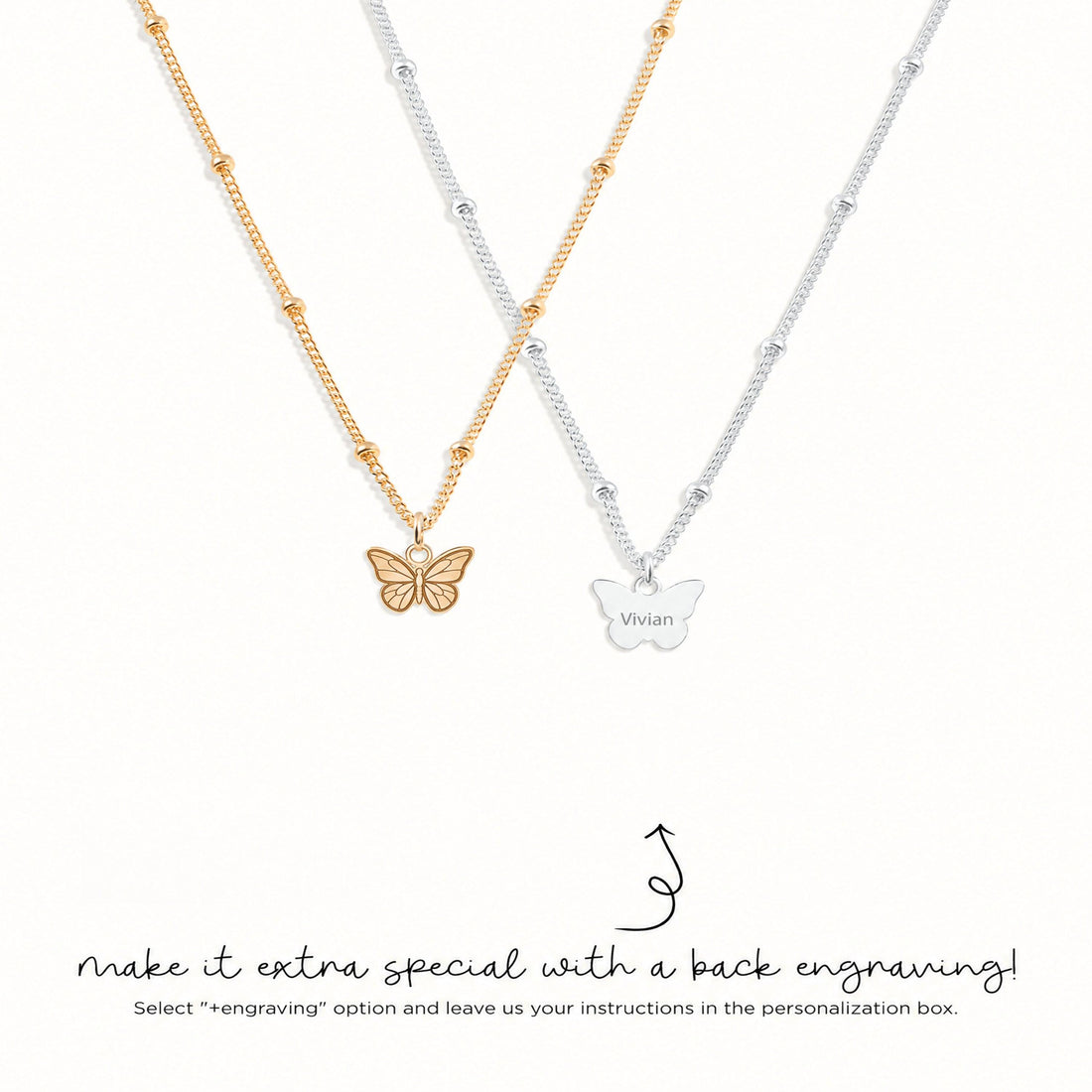 Butterfly Ball Chain Charm Necklace