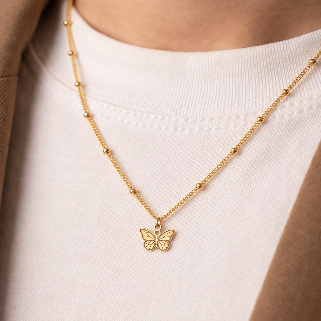 Butterfly Ball Chain Charm Necklace