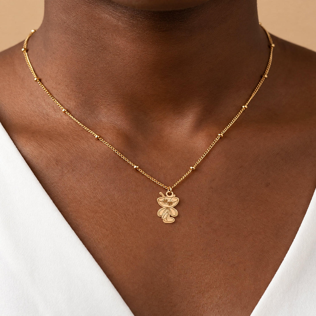 Martini Glass Bow Charm Necklace