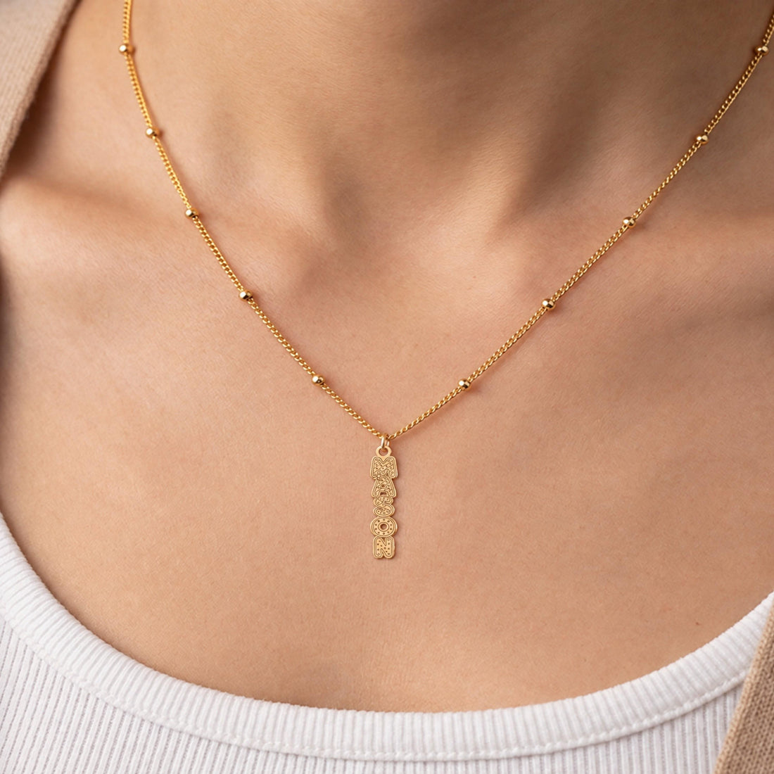 Mason Nameplate Charm Necklace