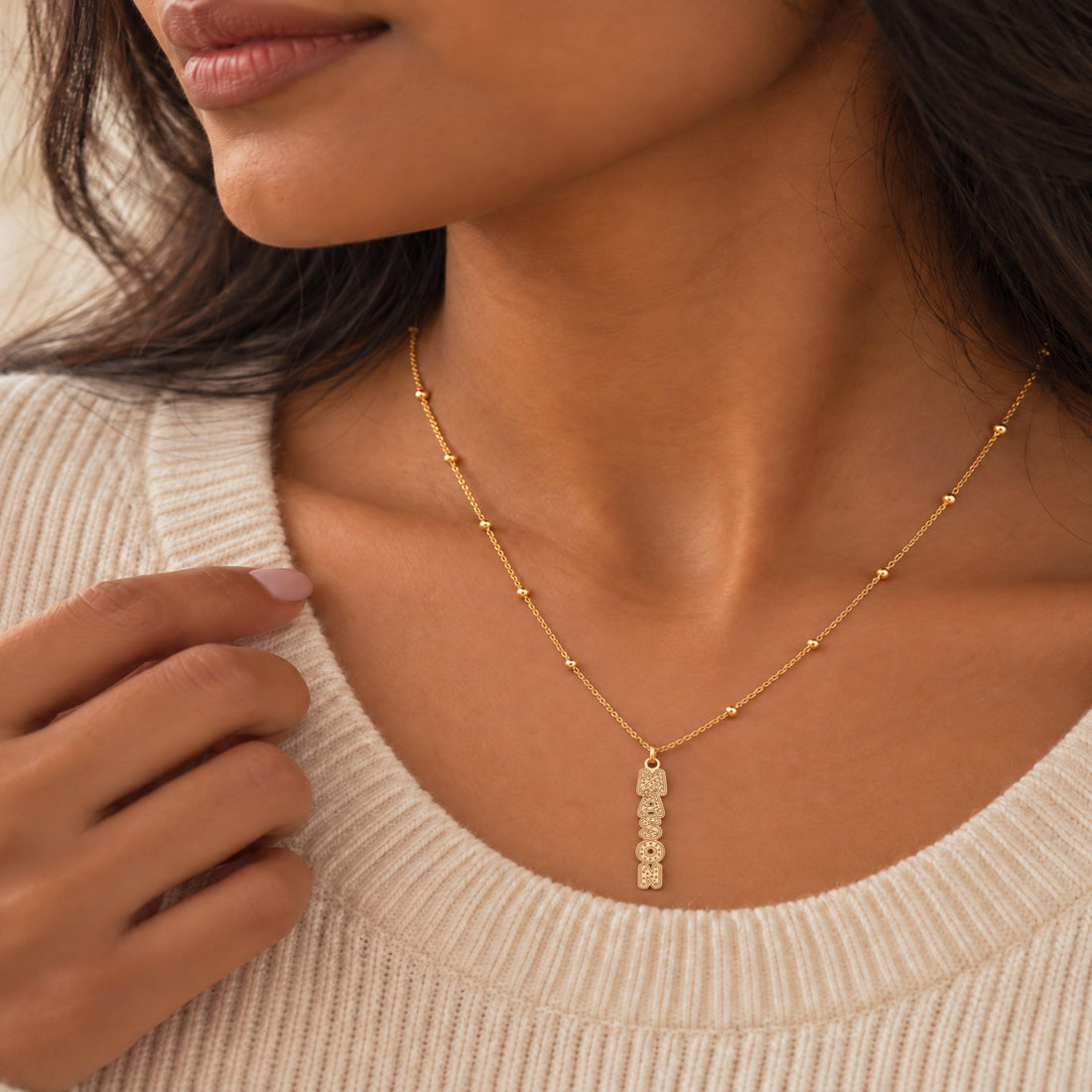 Mason Nameplate Charm Necklace