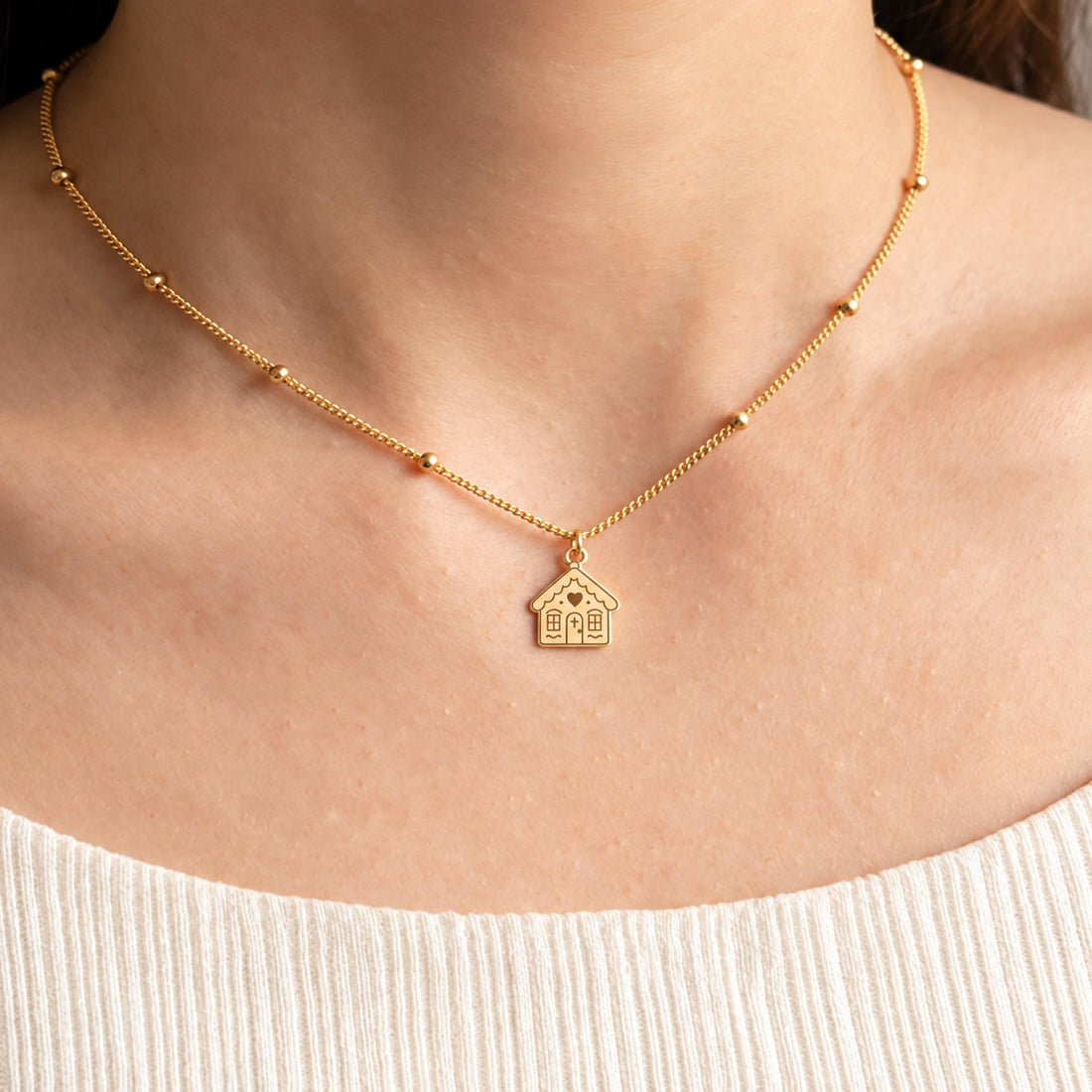 Gingerbread House Charm Necklace
