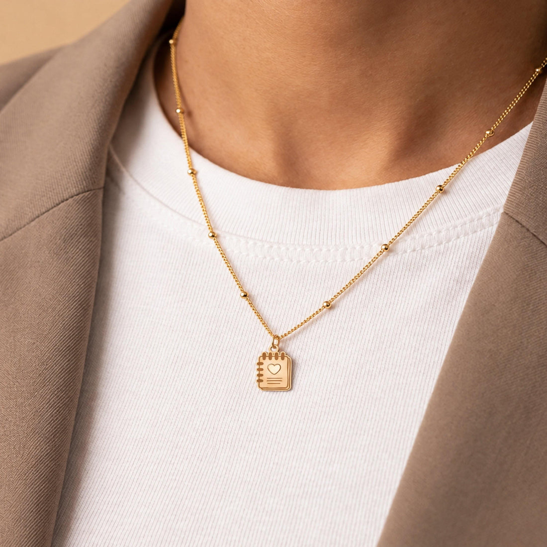 Heart Notebook Charm Necklace