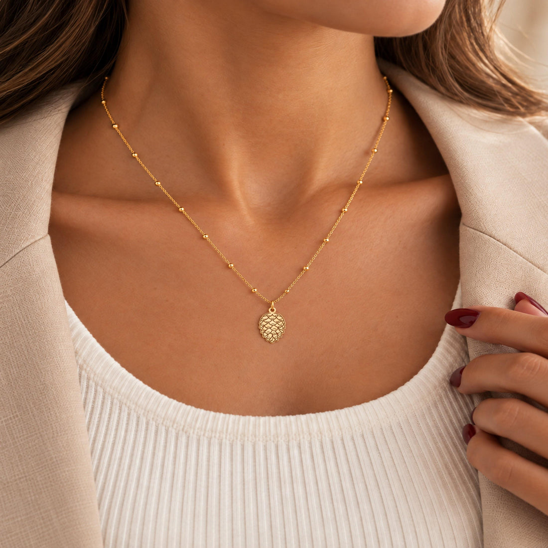 Pine Cone Charm Necklace