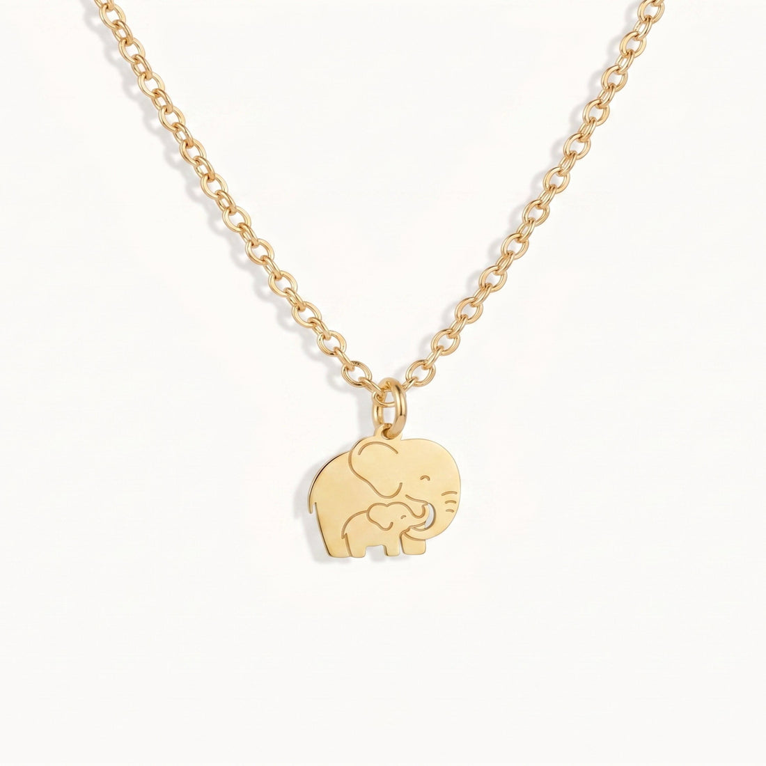Elephant and Baby Charm Necklace