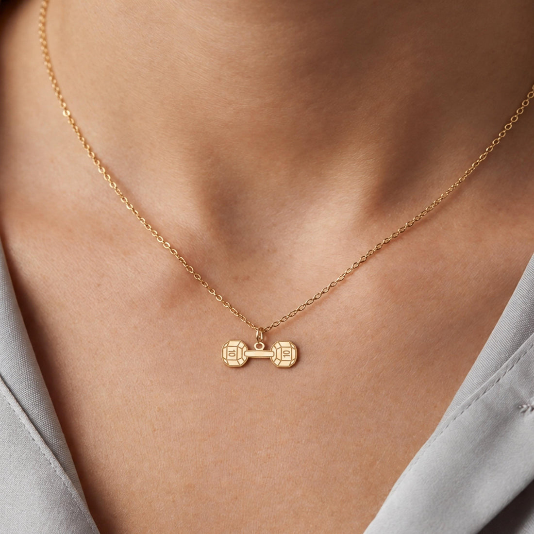 Flat Dumbbell Charm Necklace