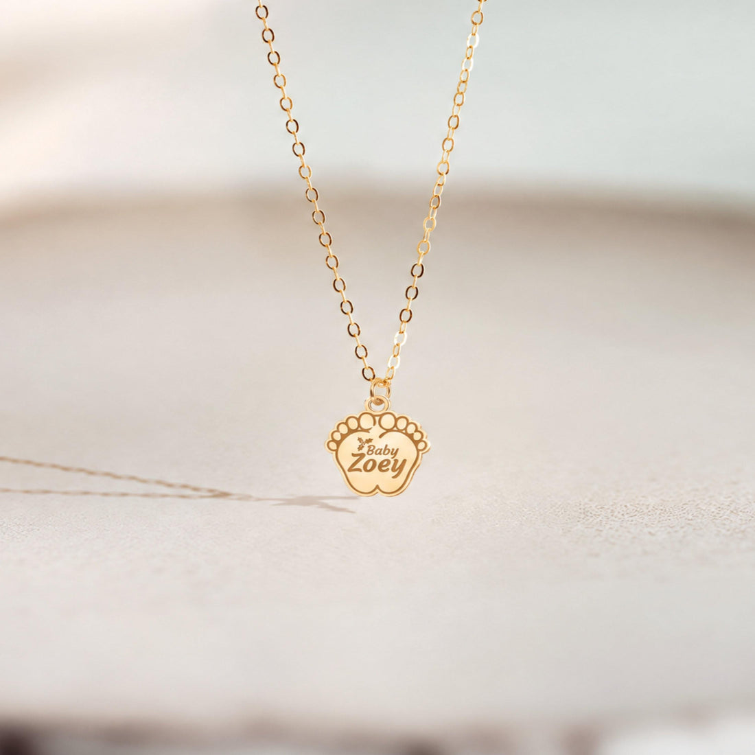 Baby Feet Print Charm Necklace