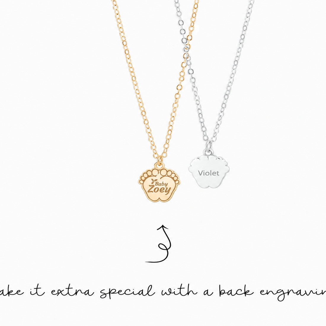 Baby Feet Print Charm Necklace