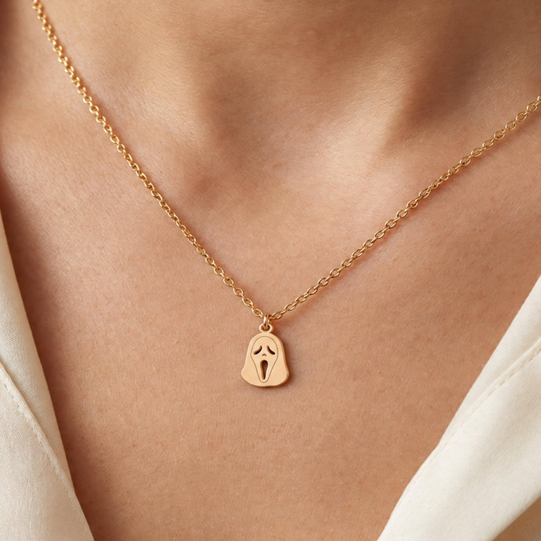 Ghostface Mask Charm Necklace