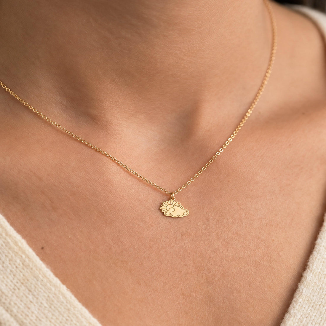 Sun Cloud Charm Necklace