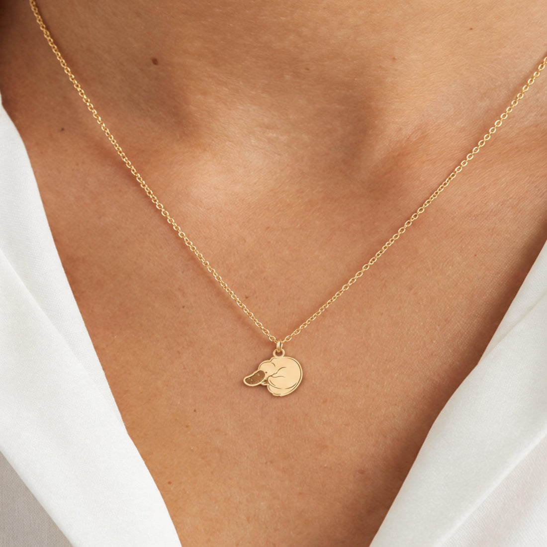 Curled Platypus Charm Necklace