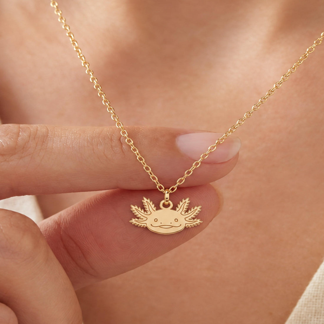 Axolotl Head Charm Necklace