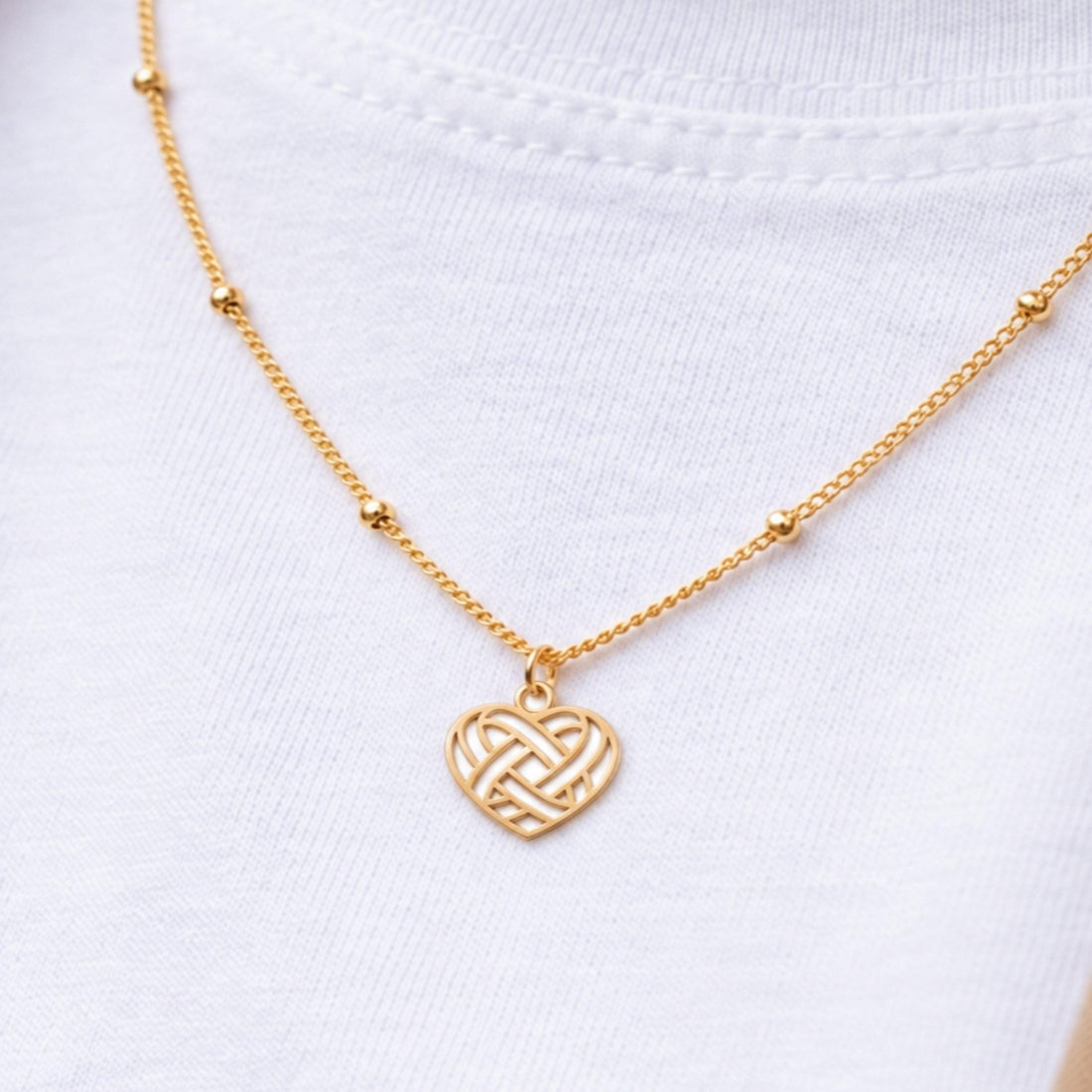 Knot Heart Charm Necklace
