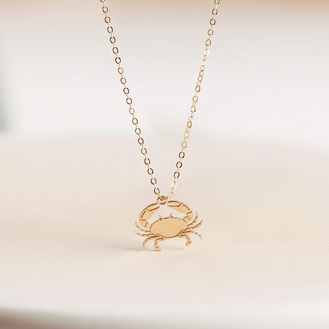 Crab Charm Necklace With Raised Claws