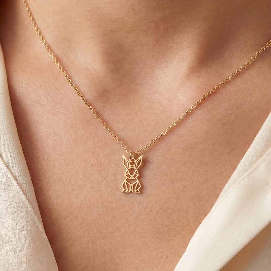 Origami Rabbit Charm Necklace