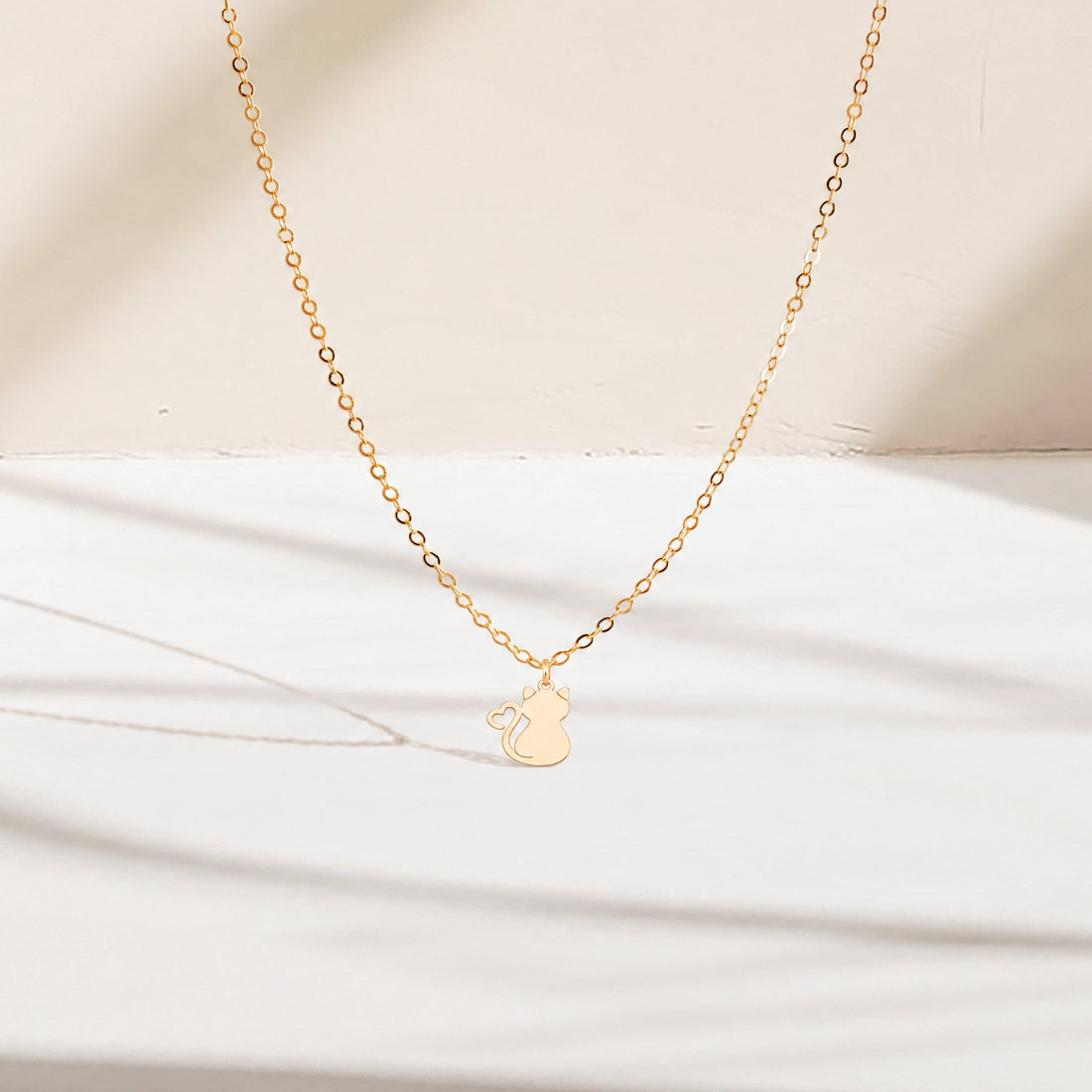 Heart Tail Cat Charm Necklace