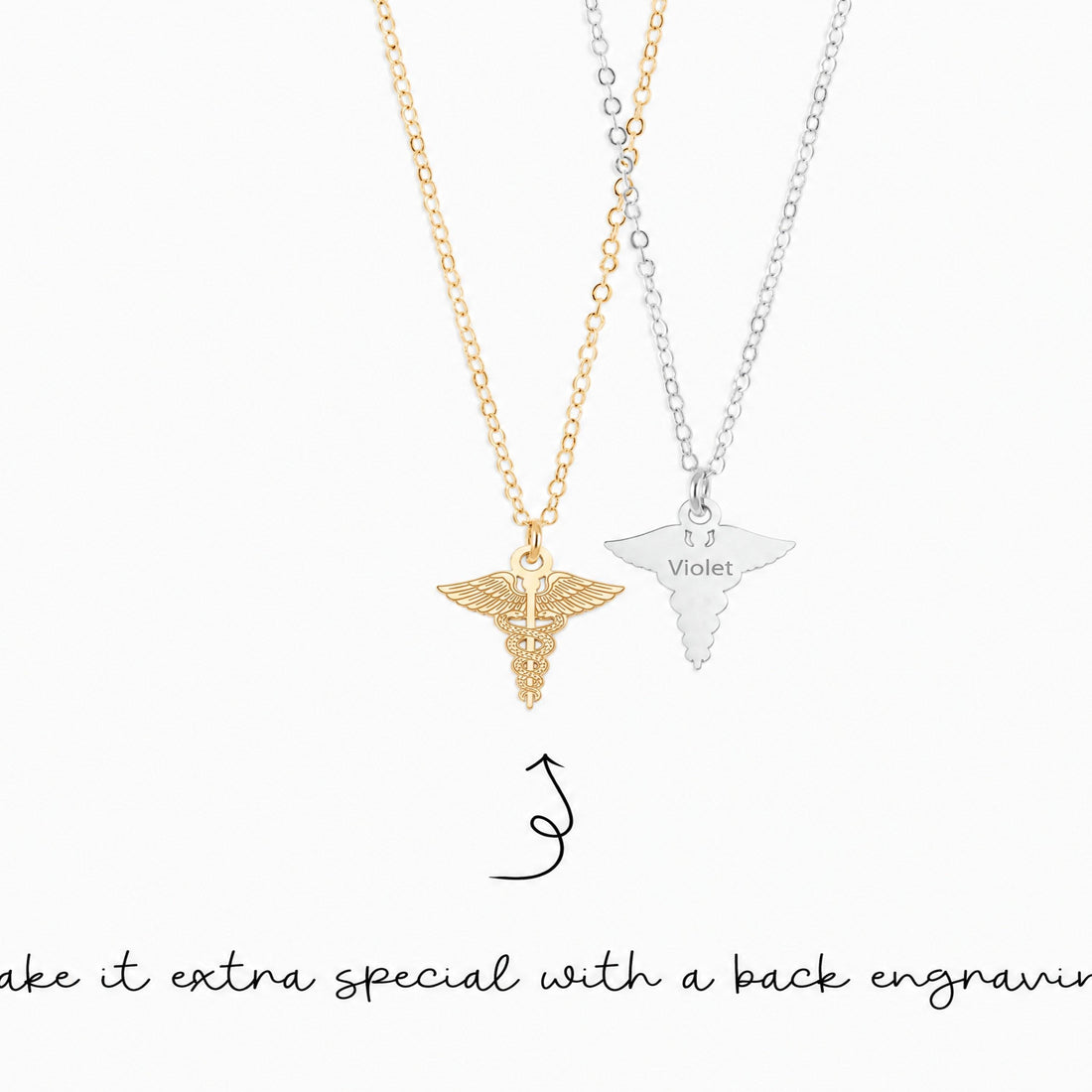 Caduceus Symbol Charm Necklace