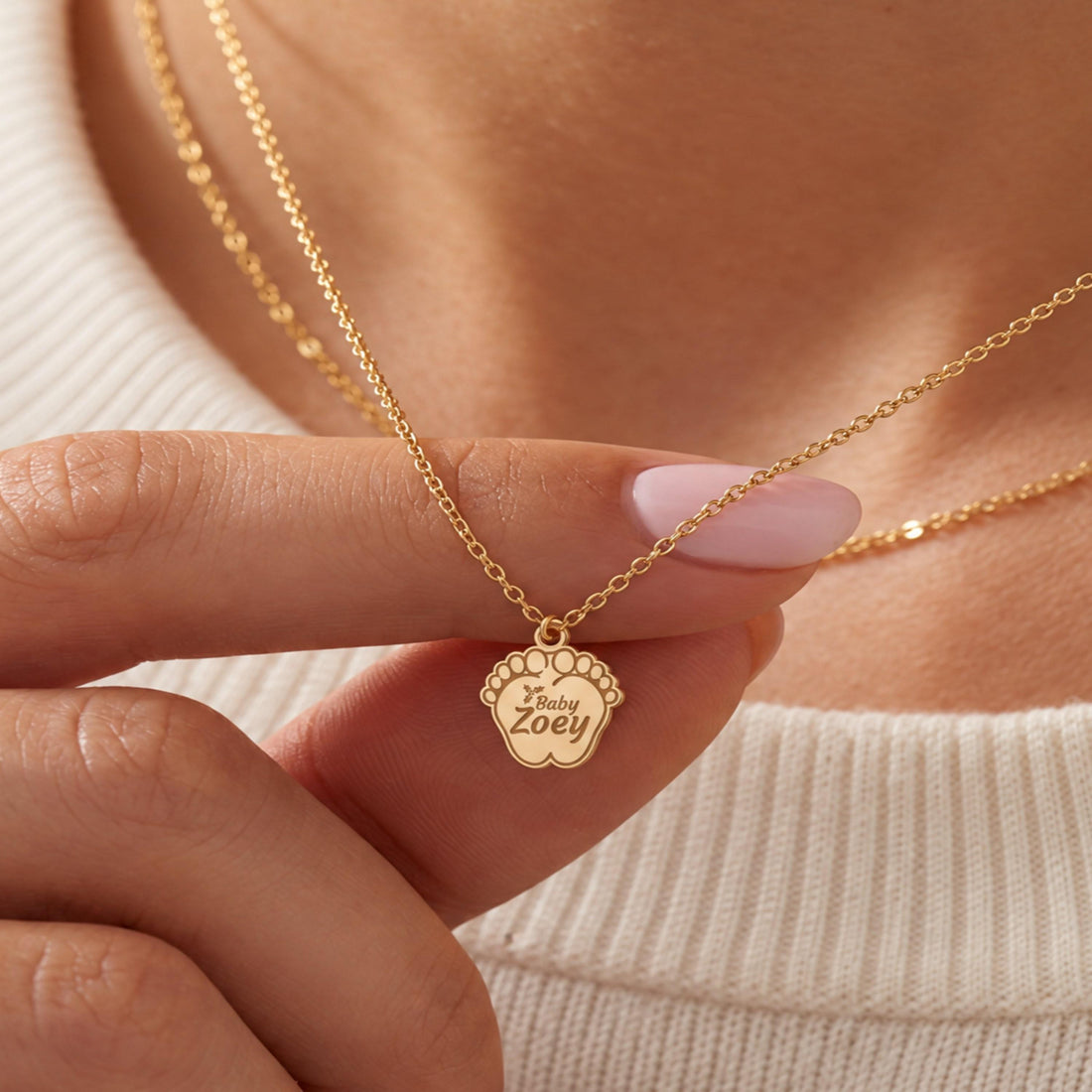 Baby Feet Print Charm Necklace
