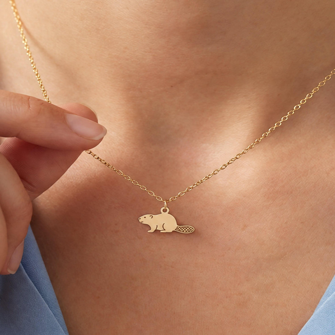 Woodland Beaver Charm Necklace