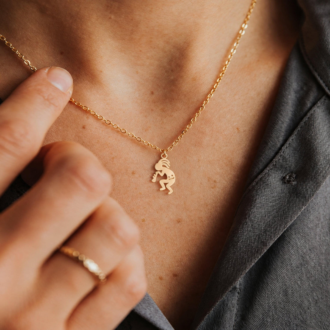 Kokopelli Figure Charm Necklace