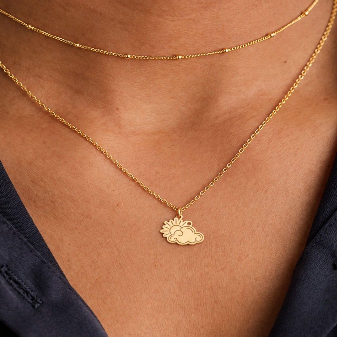 Sun Cloud Charm Necklace