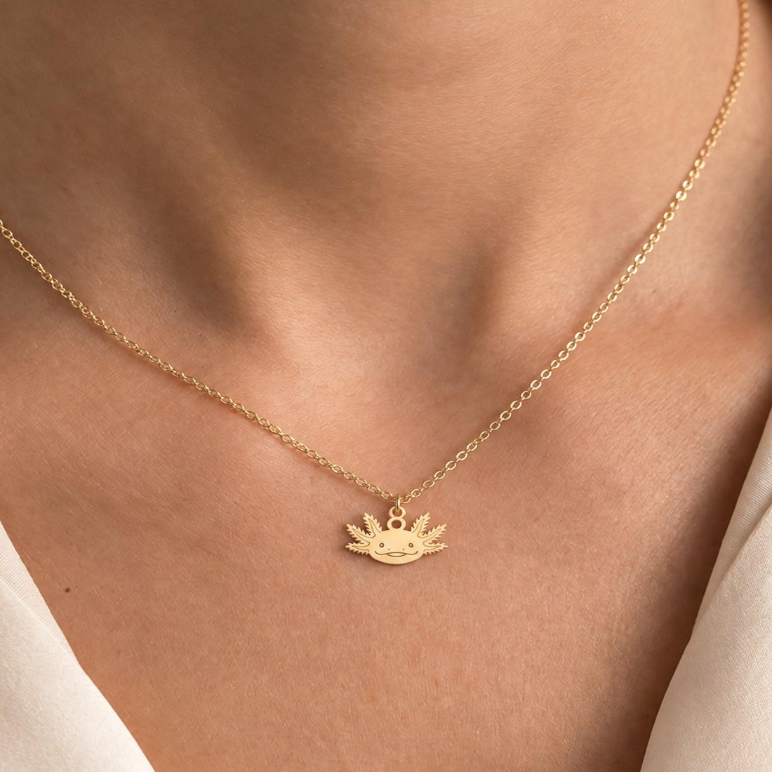 Axolotl Head Charm Necklace