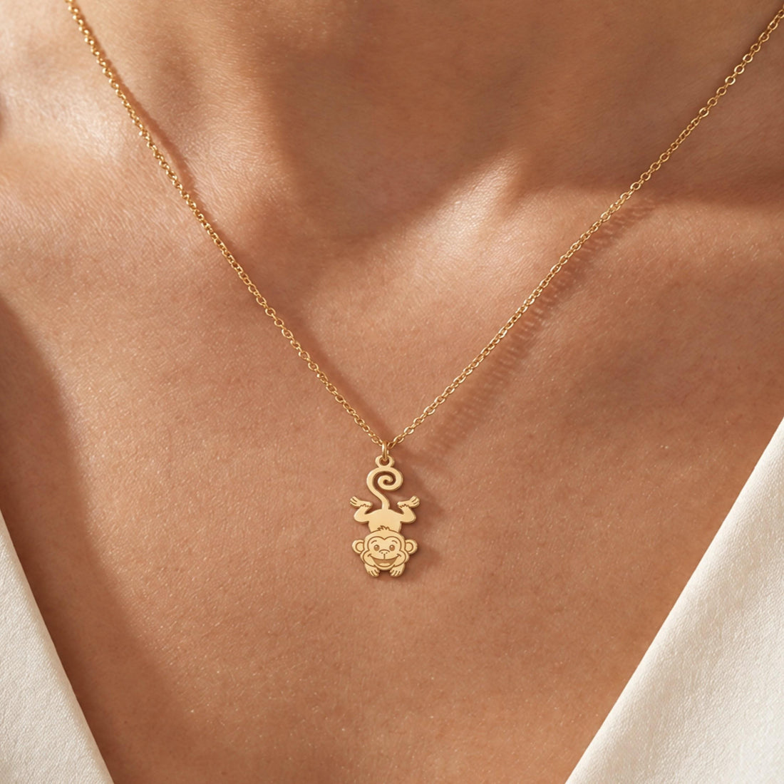 Hanging Monkey Charm Necklace