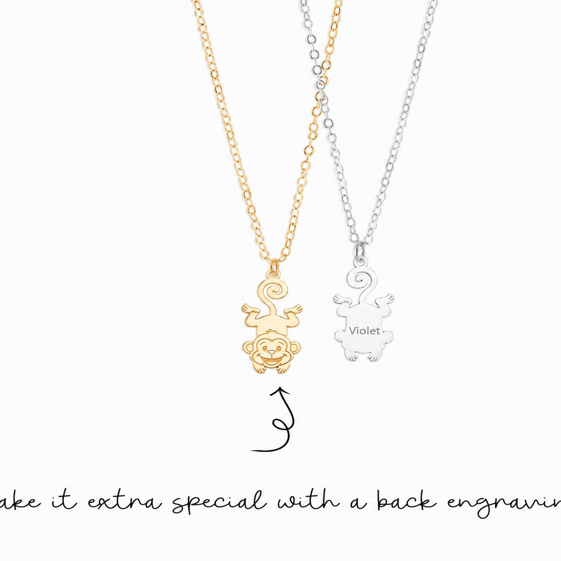 Hanging Monkey Charm Necklace