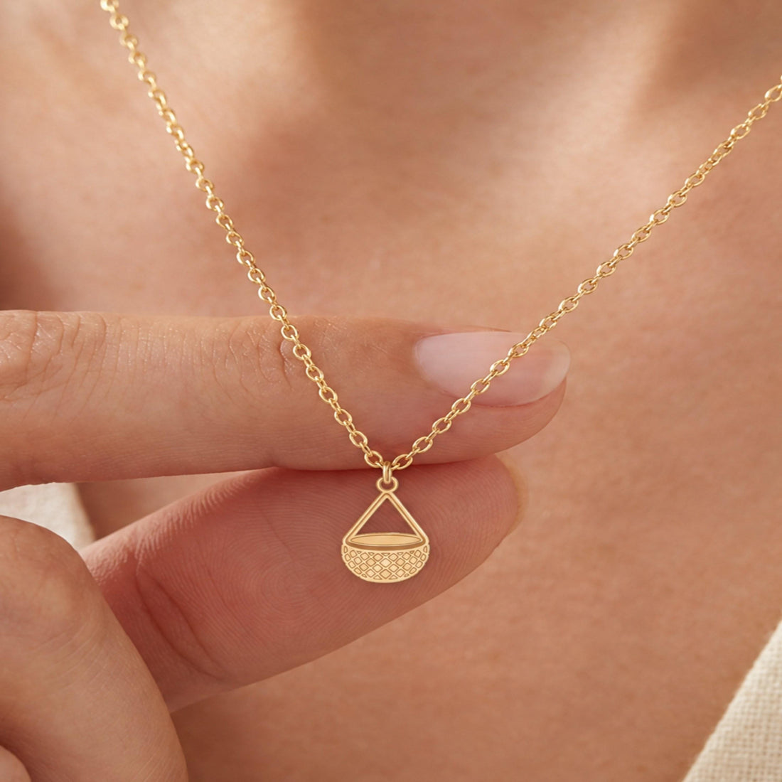 Woven Basket Charm Necklace