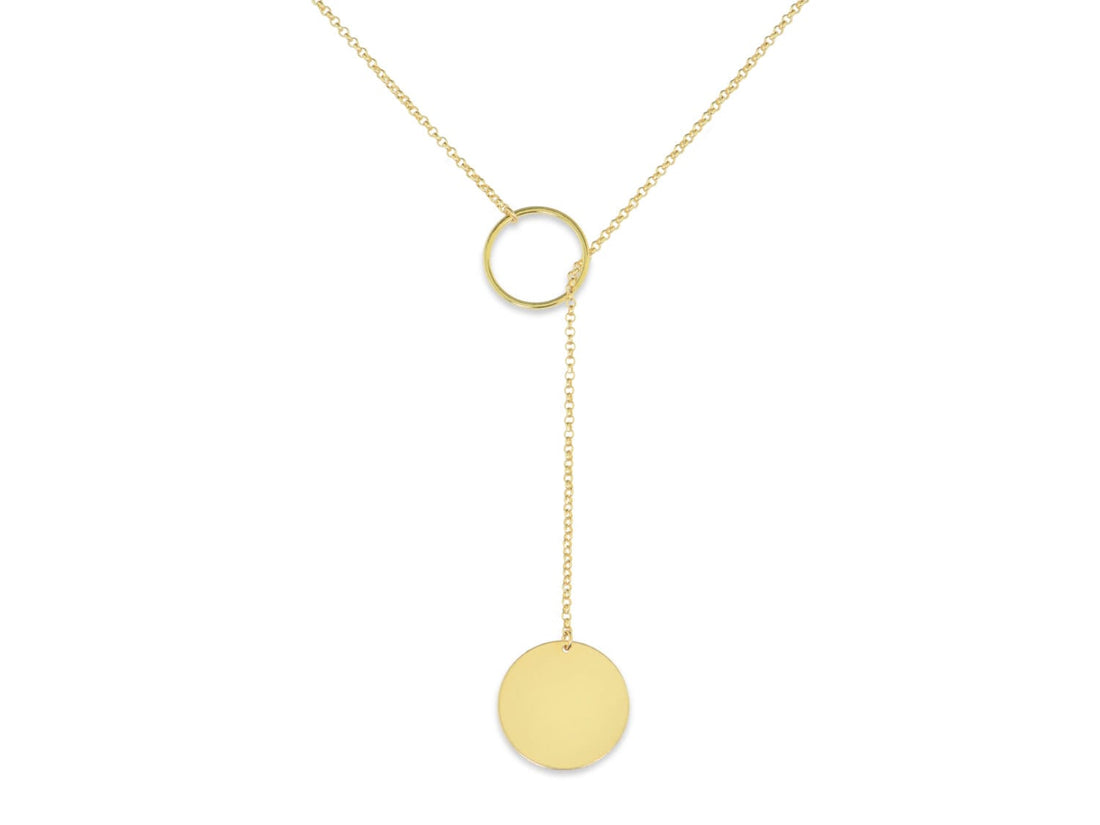 Gold Coin Lariat Necklace