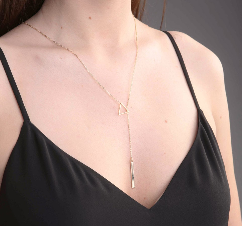 Triangle Lariat Necklace