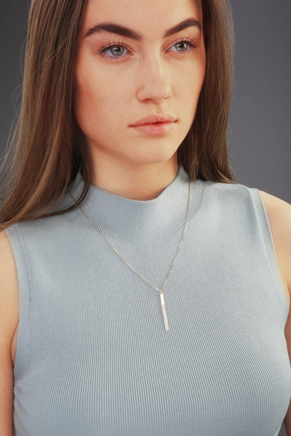 Long Bar Pendant Necklace