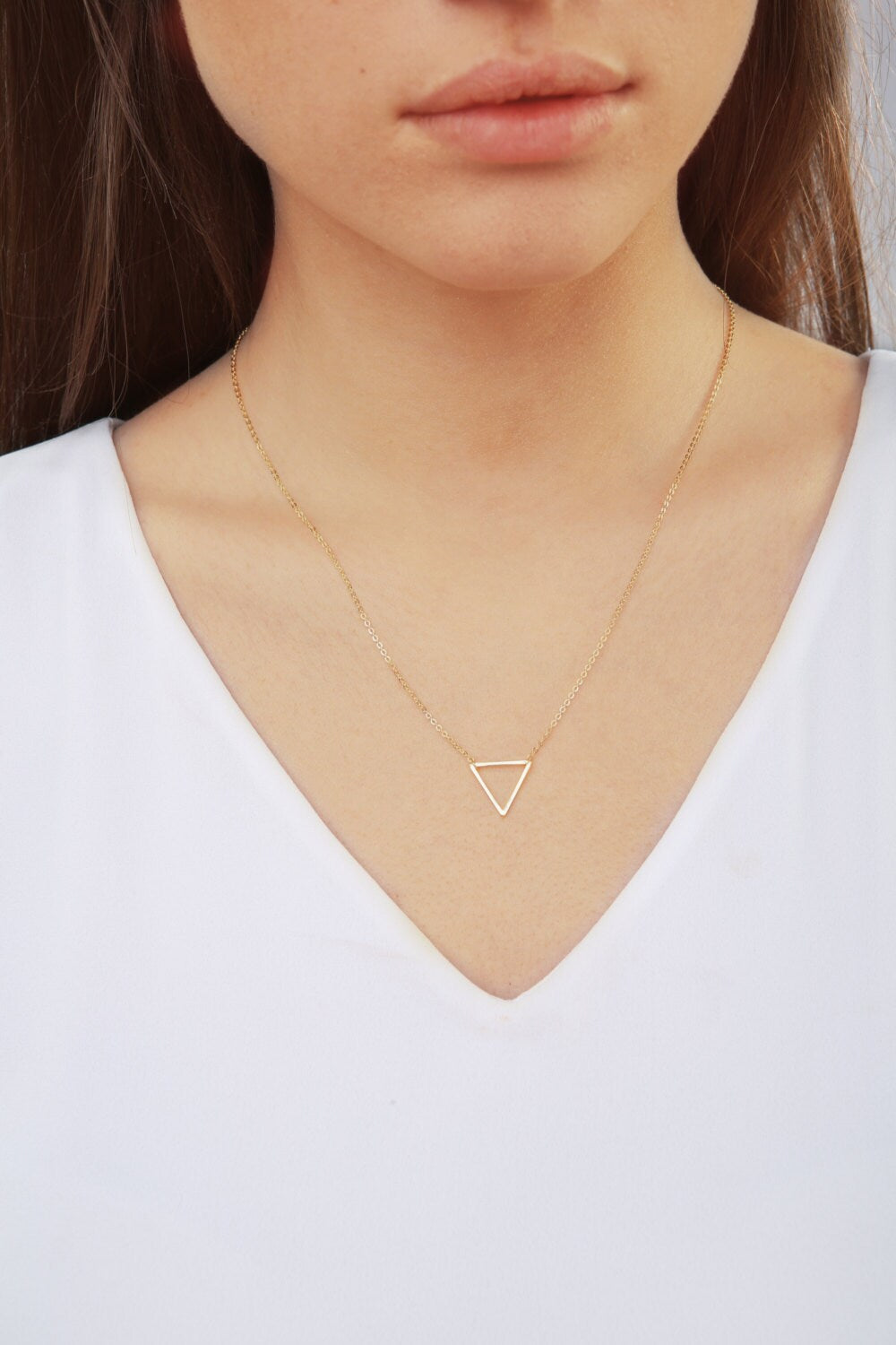 Gold Triangle Pendant Necklace