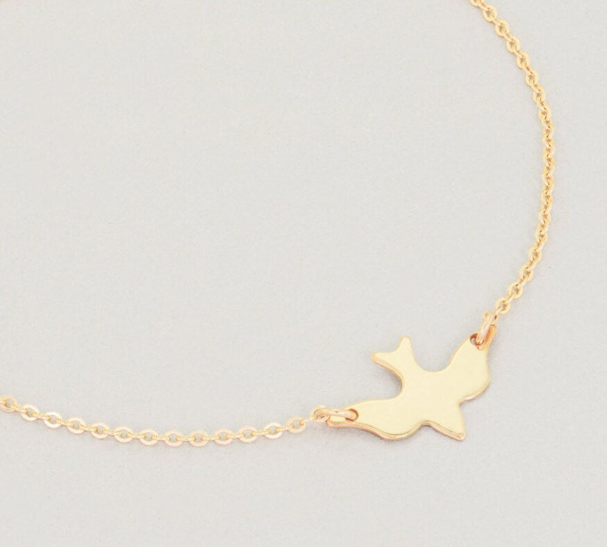 Flying Silhouette Bird Necklace