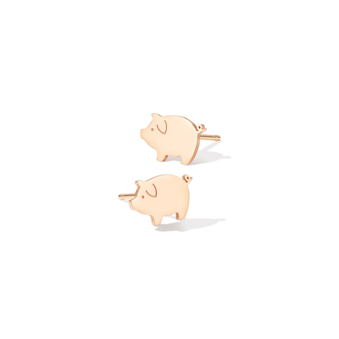 Curled Pig Stud Earrings