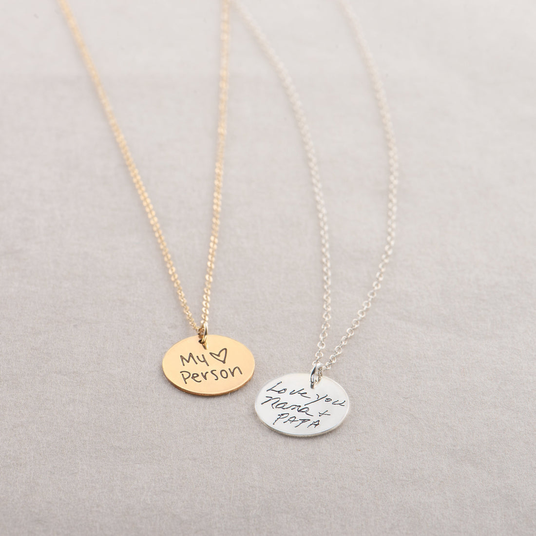 Handwritten Disc Pendant Necklace
