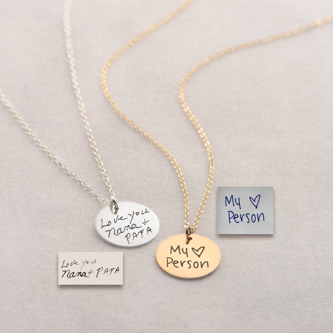 Handwritten Disc Pendant Necklace