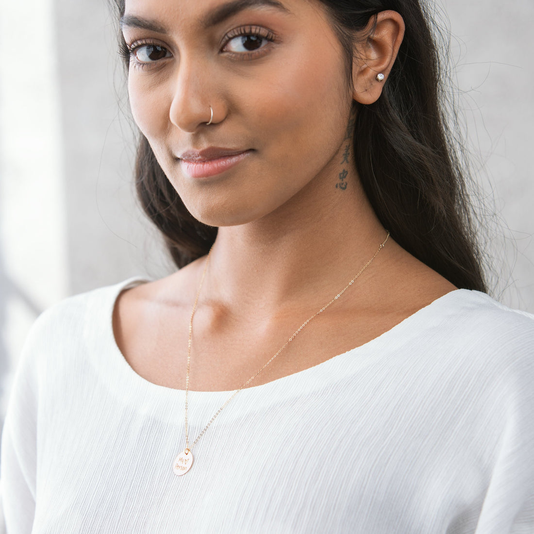 Handwritten Disc Pendant Necklace