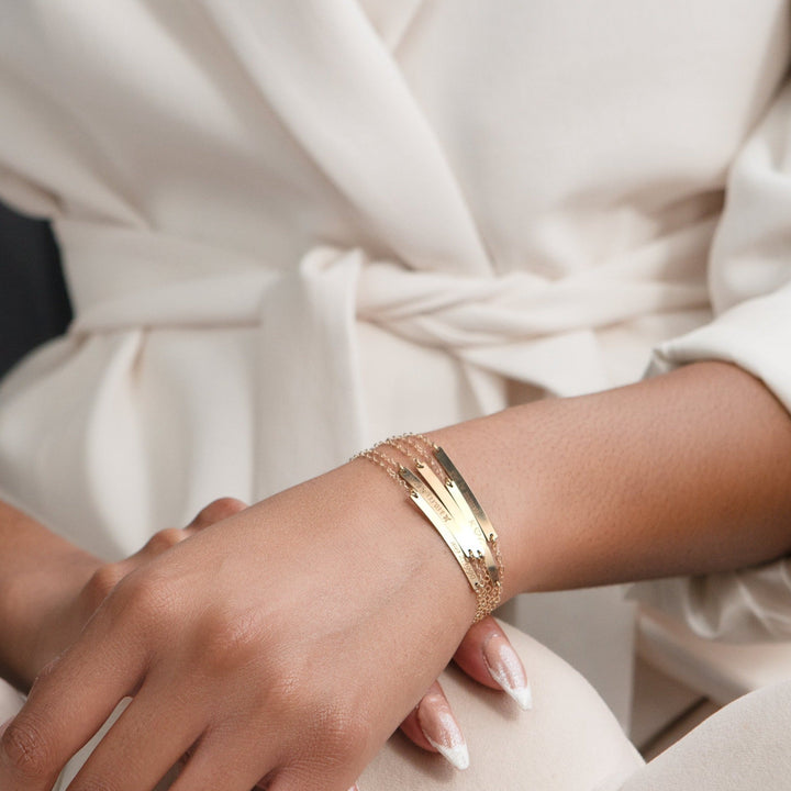 Skinny Personalized Gold Bar Bracelet