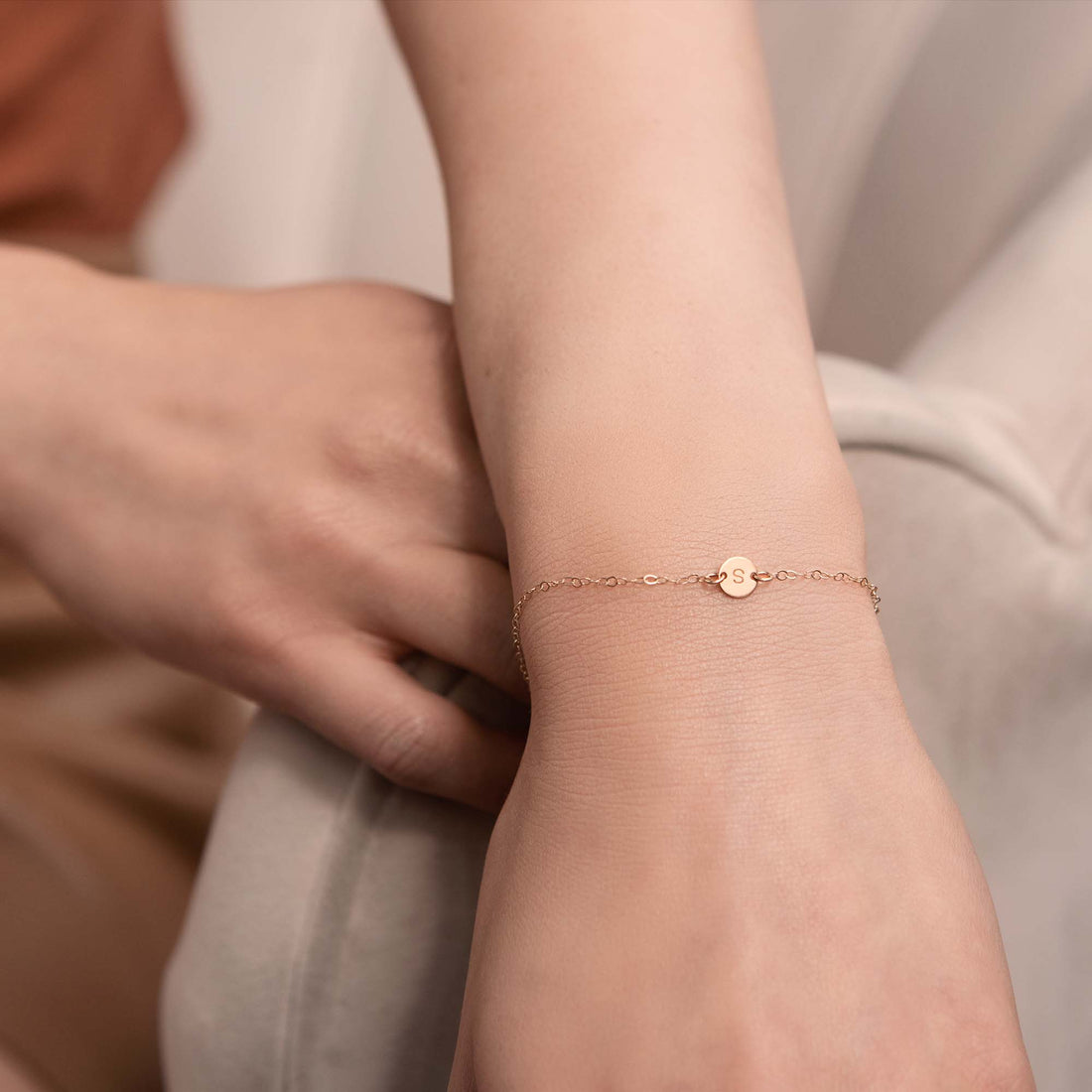 Initial Disc Bracelet