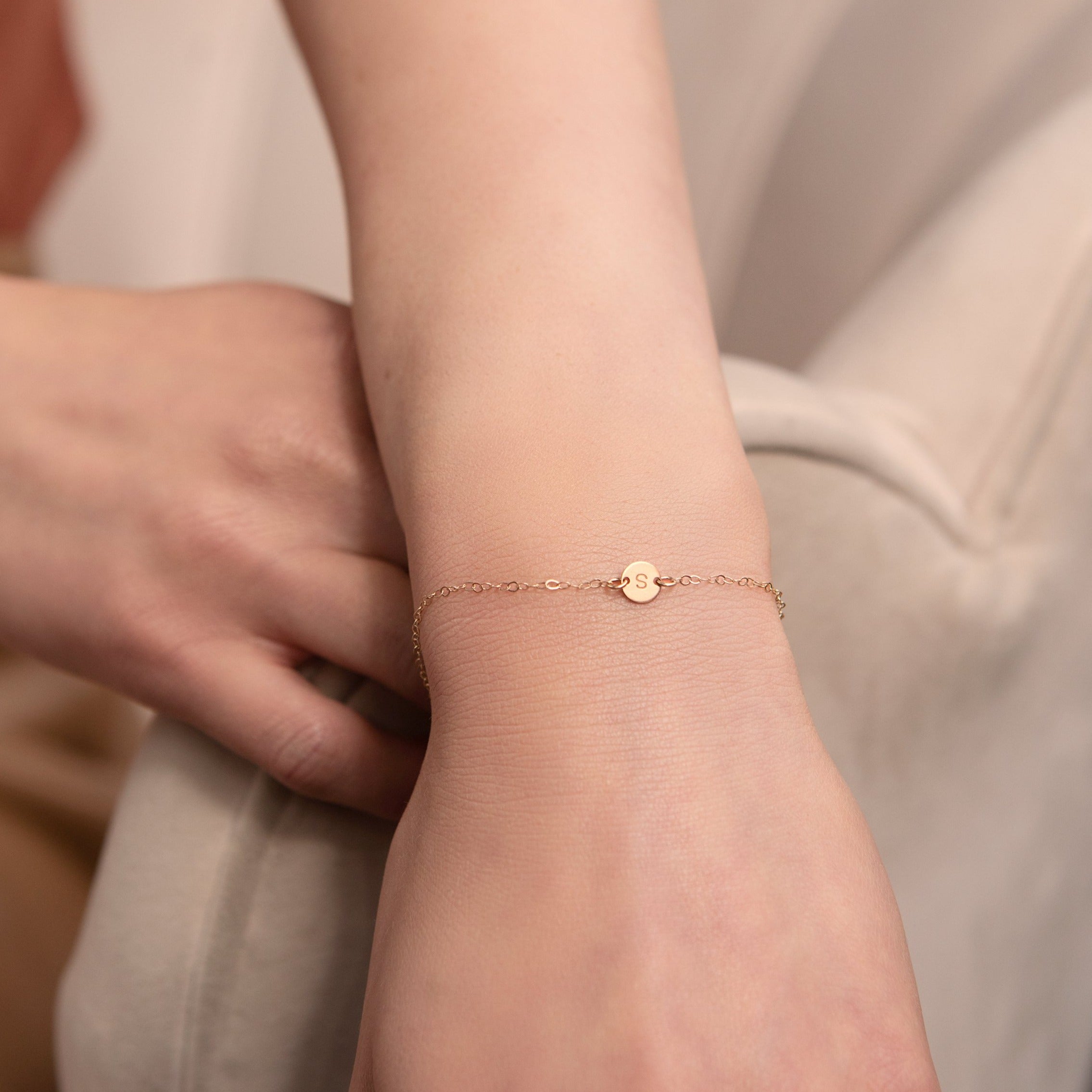 Initial Disc Bracelet
