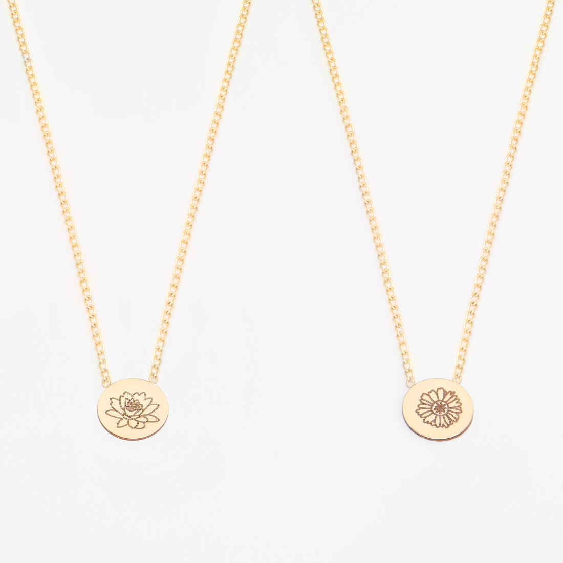 Birth Flower Disc Necklace