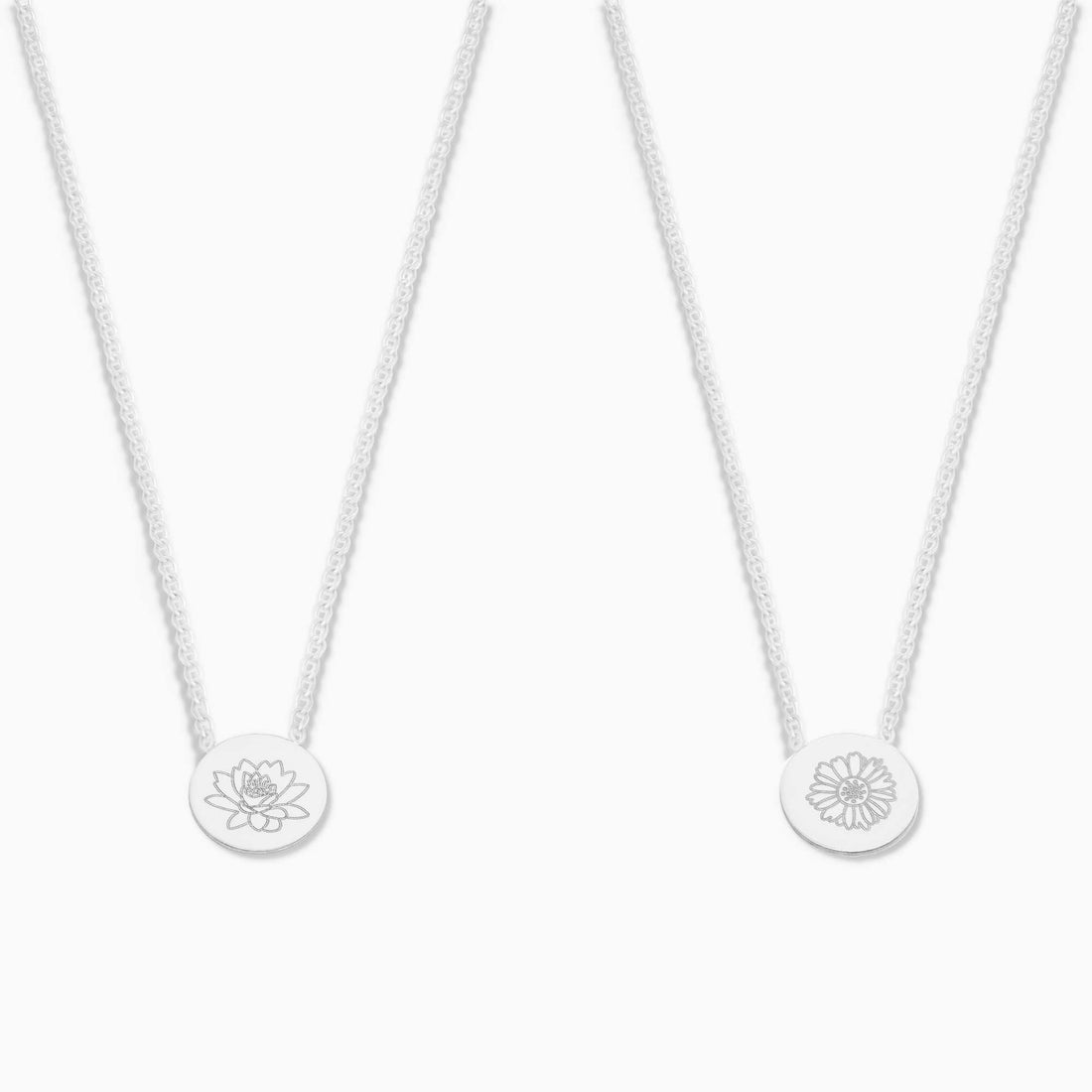Birth Flower Disc Necklace