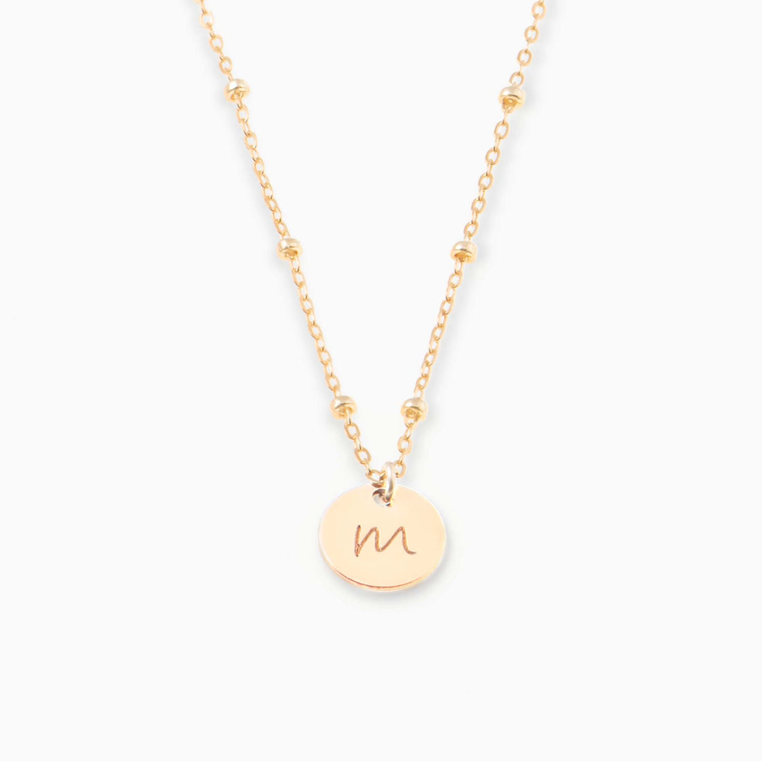 Personalized Initial Disc Beady Necklace